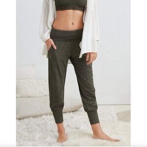 Aerie super soft fold over Olive Green Jogger Pants